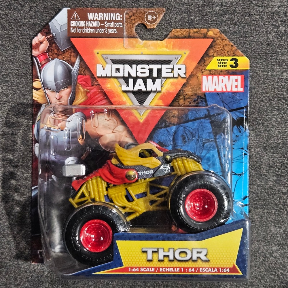 Monster Jam Marvel Thor Monster Truck 1:64 Scale Series 3 True Metal Die-Cast